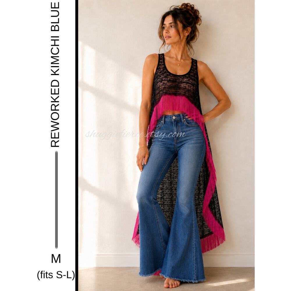 MSRP: $59 | ✨ NEW Reworked Kimchi Blue Eyelash Lace Fringe Maxi Dress Size M/L ✨